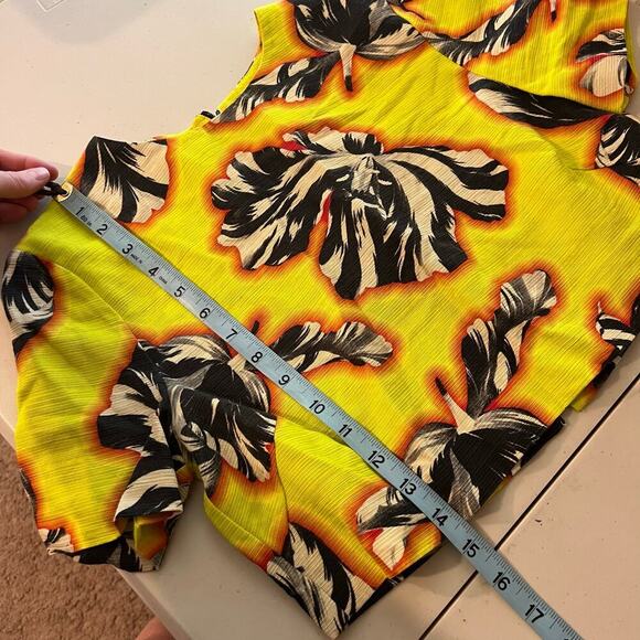 Jonathan Saunders 2014 Yellow Tulip Cropped Short Sleeve Zipper Back Top Size 6 - Picture 9 of 11